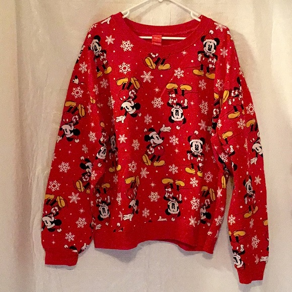 Disney Tops - Disney Mickey Mouse Juniors Holiday Christmas Snowflake Sweatshirt
